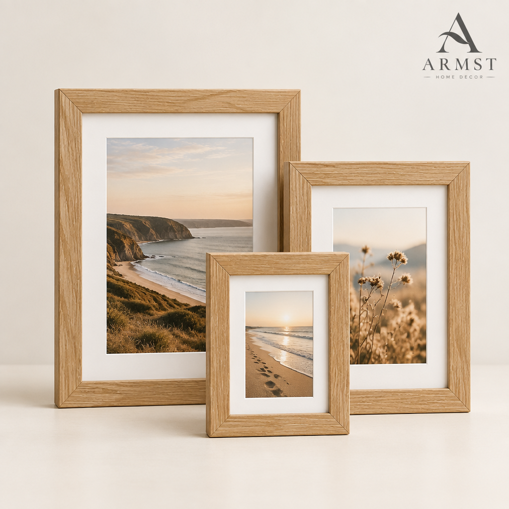 Wooden photo frame set with ARMST logo