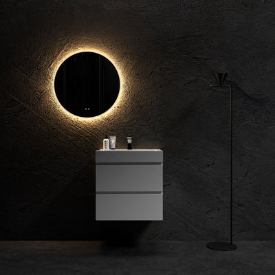 Alice Alpine White Wall Mounted Single Bathroom Vanity with Engineered Stone Vanity Top
